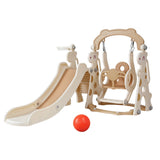 Outdoor Play Equipment: Keezi Kids Slide Swing Set Basketball Hoop Outdoor Playground Toys 160cm Beige