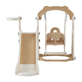 Outdoor Play Equipment: Keezi Kids Slide Swing Set Basketball Hoop Outdoor Playground Toys 160cm Beige