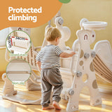Outdoor Play Equipment: Keezi Kids Slide Swing Set Basketball Hoop Outdoor Playground Toys 160cm Beige