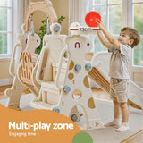 Outdoor Play Equipment: Keezi Kids Slide Swing Set Basketball Hoop Outdoor Playground Toys 160cm Beige