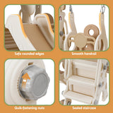 Outdoor Play Equipment: Keezi Kids Slide Swing Set Basketball Hoop Outdoor Playground Toys 160cm Beige