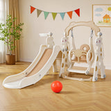 Outdoor Play Equipment: Keezi Kids Slide Swing Set Basketball Hoop Outdoor Playground Toys 160cm Beige