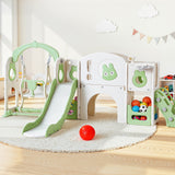 Outdoor Play Equipment: Keezi Kids Slide Swing Set Basketball Hoop Ring Football Outdoor Toys 140cm Green