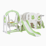 Outdoor Play Equipment: Keezi Kids Slide Swing Set Basketball Hoop Ring Football Outdoor Toys 140cm Green