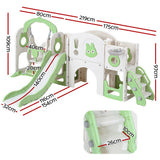 Outdoor Play Equipment: Keezi Kids Slide Swing Set Basketball Hoop Ring Football Outdoor Toys 140cm Green