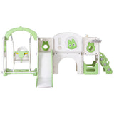 Outdoor Play Equipment: Keezi Kids Slide Swing Set Basketball Hoop Ring Football Outdoor Toys 140cm Green
