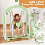 Outdoor Play Equipment: Keezi Kids Slide Swing Set Basketball Hoop Ring Football Outdoor Toys 140cm Green