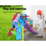 Outdoor Play Equipment: Keezi Kids Slide Set Basketball Hoop Indoor Outdoor Playground Toys 100cm Blue