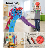 Outdoor Play Equipment: Keezi Kids Slide Set Basketball Hoop Indoor Outdoor Playground Toys 100cm Blue