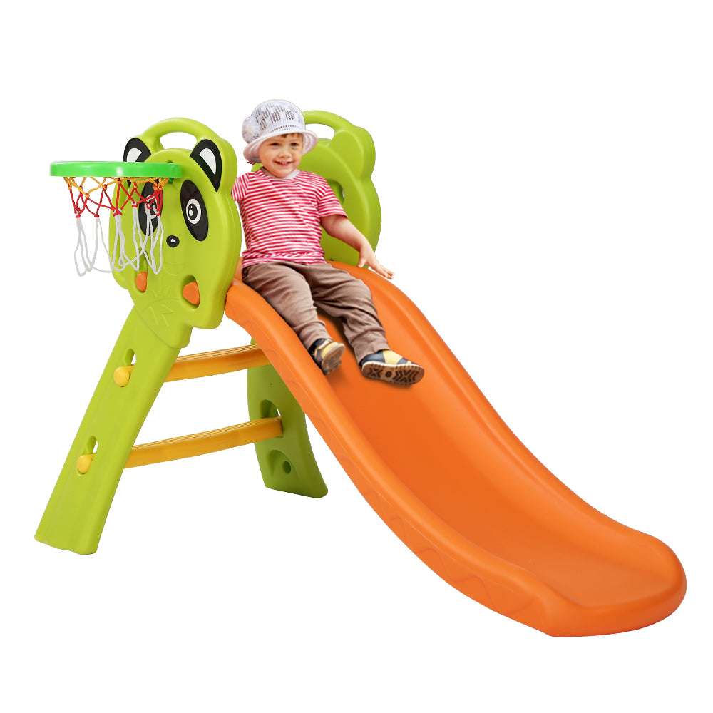 Outdoor Play Equipment: Keezi Kids Slide Set Basketball Hoop Indoor Outdoor Playground Toys 100cm Orange