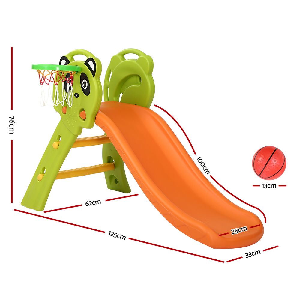 Outdoor Play Equipment: Keezi Kids Slide Set Basketball Hoop Indoor Outdoor Playground Toys 100cm Orange