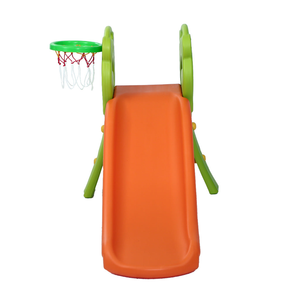 Outdoor Play Equipment: Keezi Kids Slide Set Basketball Hoop Indoor Outdoor Playground Toys 100cm Orange