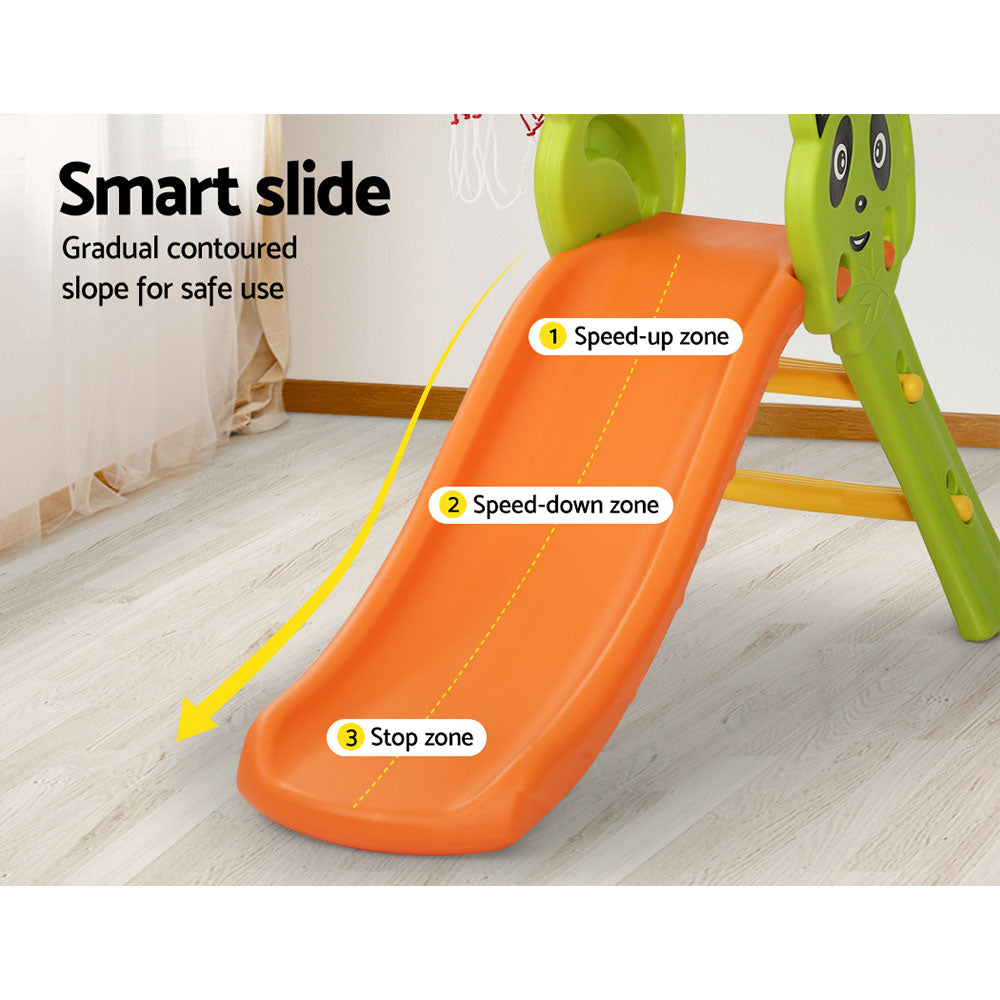 Outdoor Play Equipment: Keezi Kids Slide Set Basketball Hoop Indoor Outdoor Playground Toys 100cm Orange