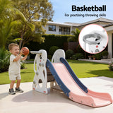 Activity Toys: Keezi Kids Slide Set Basketball Hoop Ring Outdoor Playground Toy Rabbit 147cm