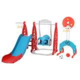 Outdoor Play Equipment: Keezi Kids Slide Swing Set Basketball Hoop Rings Football Outdoor Toys 140cm Red