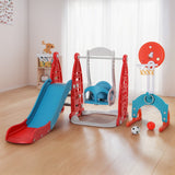 Outdoor Play Equipment: Keezi Kids Slide Swing Set Basketball Hoop Rings Football Outdoor Toys 140cm Red