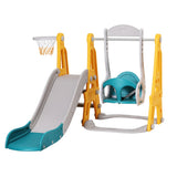 Outdoor Play Equipment: Keezi Kids Slide Swing Set Basketball Outdoor Toys Adjustable Height 140cm Green
