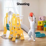 Outdoor Play Equipment: Keezi Kids Slide Swing Set Basketball Outdoor Toys Adjustable Height 140cm Green