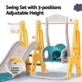 Outdoor Play Equipment: Keezi Kids Slide Swing Set Basketball Outdoor Toys Adjustable Height 140cm Green