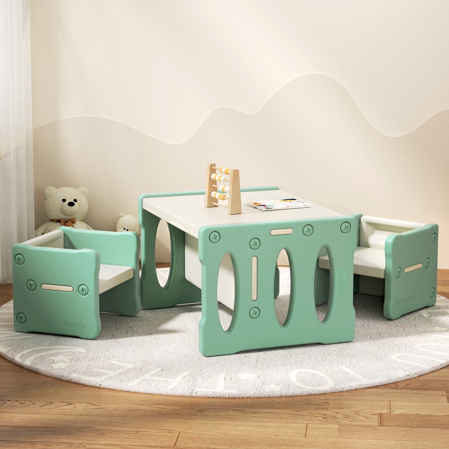 Kid's Tables, Chairs & Seats: Keezi 3PCS Kids Table and Chairs Set HDPE