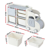 Toy Boxes: Keezi Toy Storage Organizer with 4 Storage Bins and Cabinet, Bookcase Kids Toys Box, Toy Storage for Kids Room, Playroom, Bedroom, Nursery, Car Shaped