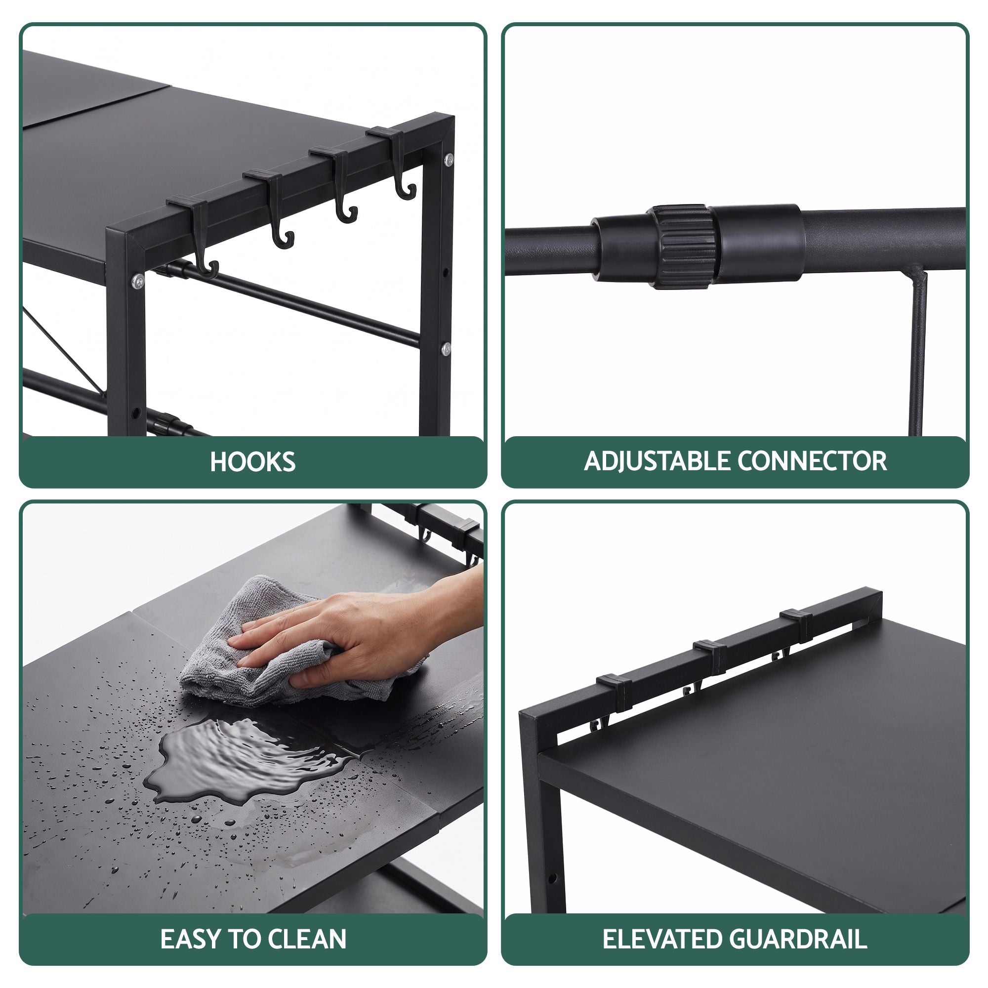 Artiss Kitchen Bakers Rack 40-60CMX78CM Metal Microwave Stand Black