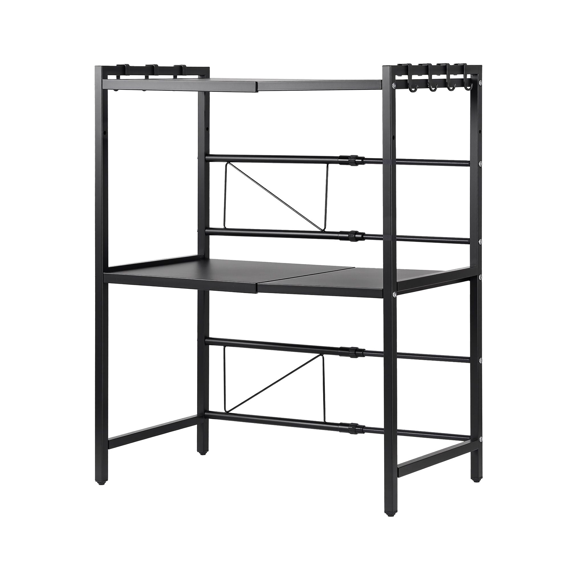 Artiss Kitchen Bakers Rack 40-60CMX78CM Metal Microwave Stand Black