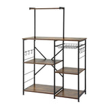 Artiss 4-Tier Kitchen Rack with Pull Out Basket 6 Hooks Microwave Storage Shelf