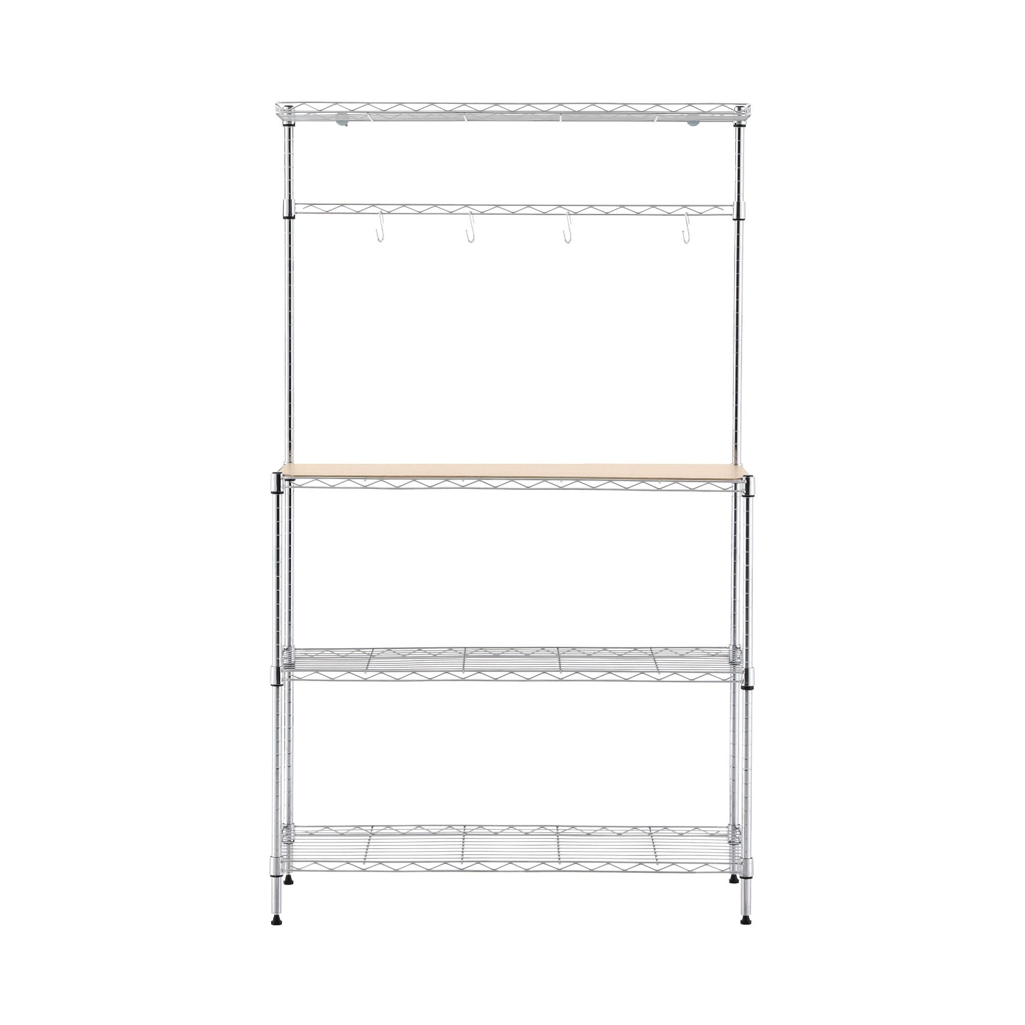 Artiss 4-Tier Metal Kitchen Rack Shelf Silver Storage Shelves Organizer Microwave Stand 90cmx151cm
