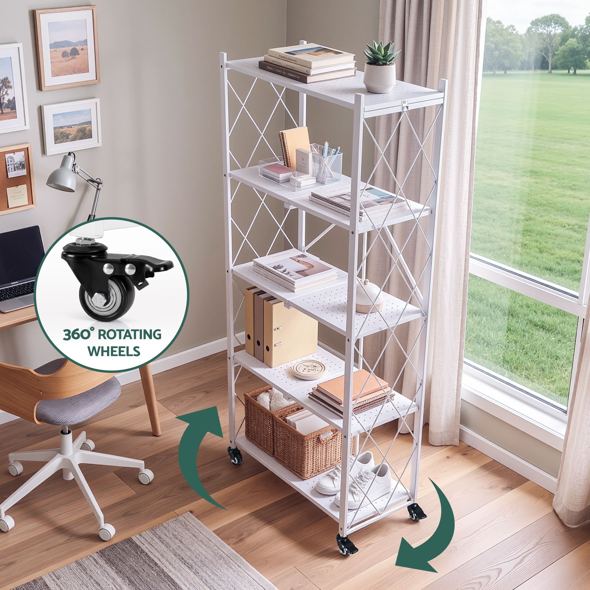 Artiss 5-Tier Foldable Kitchen Bakers Rack 71x160cm Microwave Stand White
