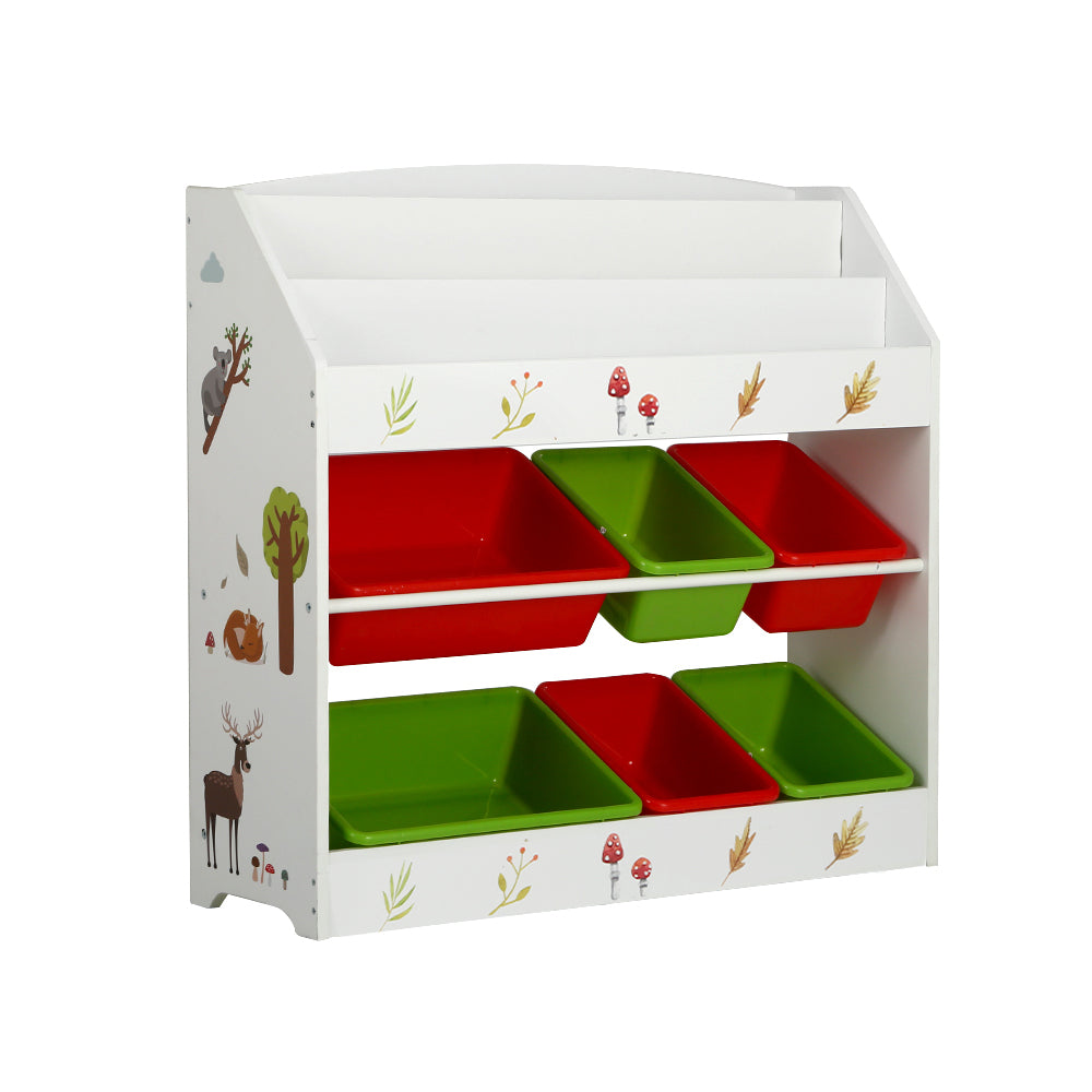 Kid's Bookcases & Shelves: Keezi 3 Tiers Kids Bookshelf Storage Children Bookcase Toy Box Organiser Rack 6 Bins