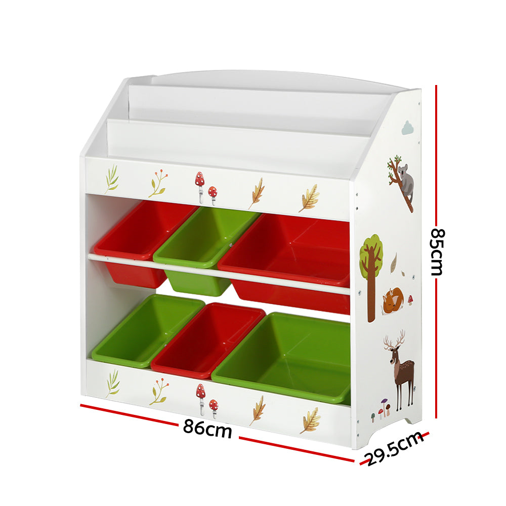 Kid's Bookcases & Shelves: Keezi 3 Tiers Kids Bookshelf Storage Children Bookcase Toy Box Organiser Rack 6 Bins