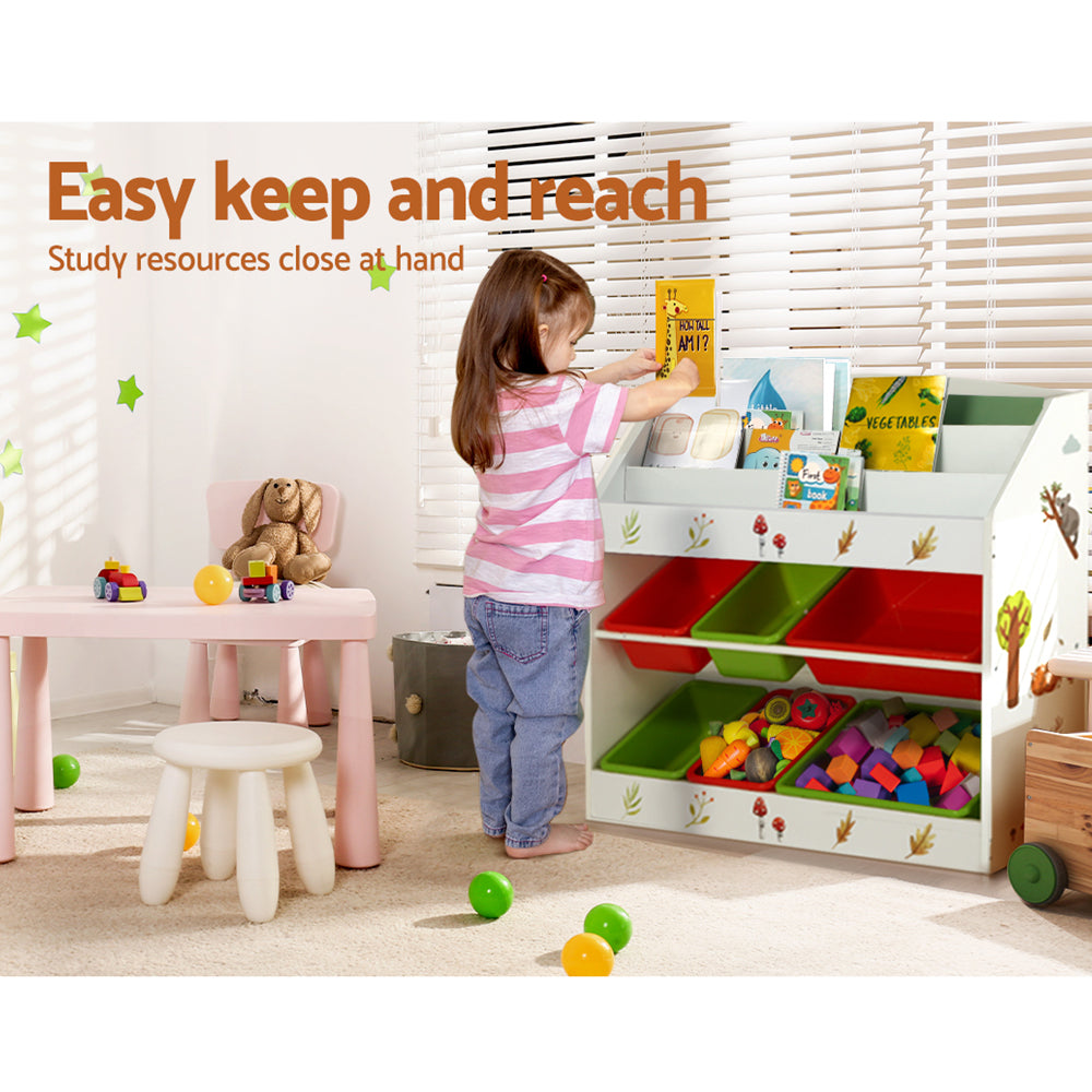 Kid's Bookcases & Shelves: Keezi 3 Tiers Kids Bookshelf Storage Children Bookcase Toy Box Organiser Rack 6 Bins