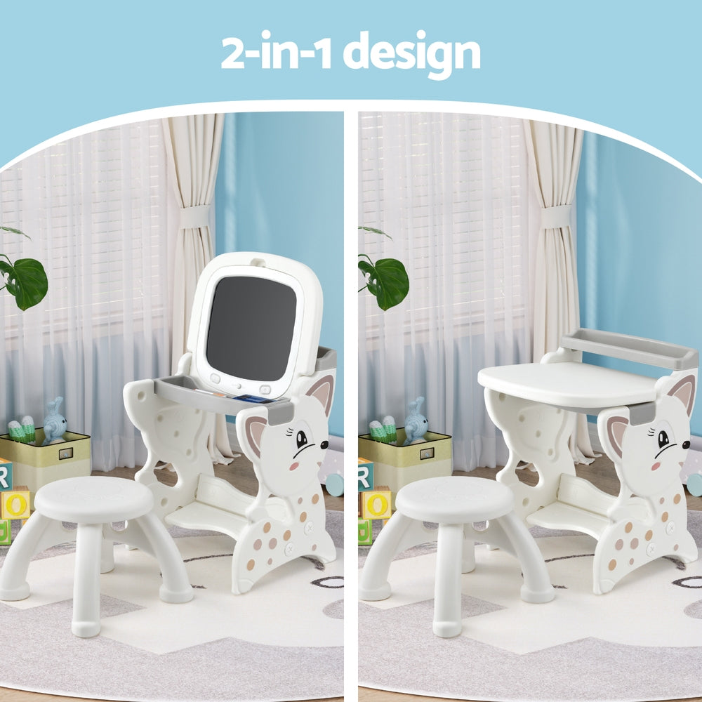 Kid's Tables, Chairs & Seats: Keezi Kids Table and Chair Set 2 in 1 Easel Desk Stool w/ LCD Writing Tablet