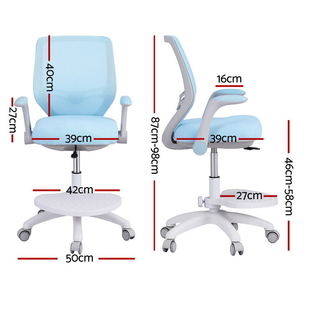 Kid's Tables, Chairs & Seats: Keezi Kids Ergonomic Study Chair Adjustable w/ Wheels Footrest Blue