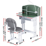 Kid's Tables, Chairs & Seats: Keezi Kids Study Desk Chair Set Adjustable Ergonomic Table LED Lamp Green