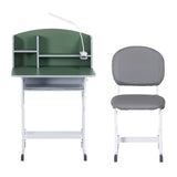 Kid's Tables, Chairs & Seats: Keezi Kids Study Desk Chair Set Adjustable Ergonomic Table LED Lamp Green