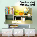 Kid's Tables, Chairs & Seats: Keezi Kids Study Desk Chair Set Adjustable Ergonomic Table LED Lamp Green