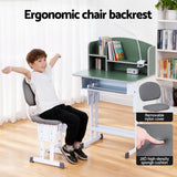 Kid's Tables, Chairs & Seats: Keezi Kids Study Desk Chair Set Adjustable Ergonomic Table LED Lamp Green