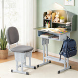Kid's Tables, Chairs & Seats: Keezi Kids Study Desk Chair Set Adjustable Ergonomic Table LED Lamp Green