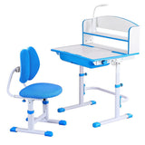 Kid's Tables, Chairs & Seats: Keezi Kids Study Desk Chair Set Adjustable Ergonomic Table LED Lamp Blue