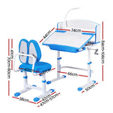 Kid's Tables, Chairs & Seats: Keezi Kids Study Desk Chair Set Adjustable Ergonomic Table LED Lamp Blue