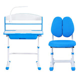 Kid's Tables, Chairs & Seats: Keezi Kids Study Desk Chair Set Adjustable Ergonomic Table LED Lamp Blue