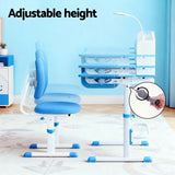 Kid's Tables, Chairs & Seats: Keezi Kids Study Desk Chair Set Adjustable Ergonomic Table LED Lamp Blue