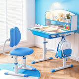 Kid's Tables, Chairs & Seats: Keezi Kids Study Desk Chair Set Adjustable Ergonomic Table LED Lamp Blue