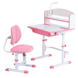 Kid's Tables, Chairs & Seats: Keezi Kids Study Desk Chair Set Adjustable Ergonomic Table LED Lamp Pink