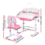 Kid's Tables, Chairs & Seats: Keezi Kids Study Desk Chair Set Adjustable Ergonomic Table LED Lamp Pink