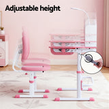 Kid's Tables, Chairs & Seats: Keezi Kids Study Desk Chair Set Adjustable Ergonomic Table LED Lamp Pink