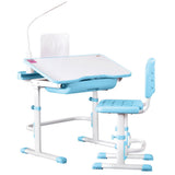 Kid's Tables, Chairs & Seats: Keezi Kids Table and Chair Set Adjustable Study Desk w/ LED Lamp Reading Blue