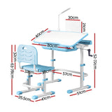 Kid's Tables, Chairs & Seats: Keezi Kids Table and Chair Set Adjustable Study Desk w/ LED Lamp Reading Blue